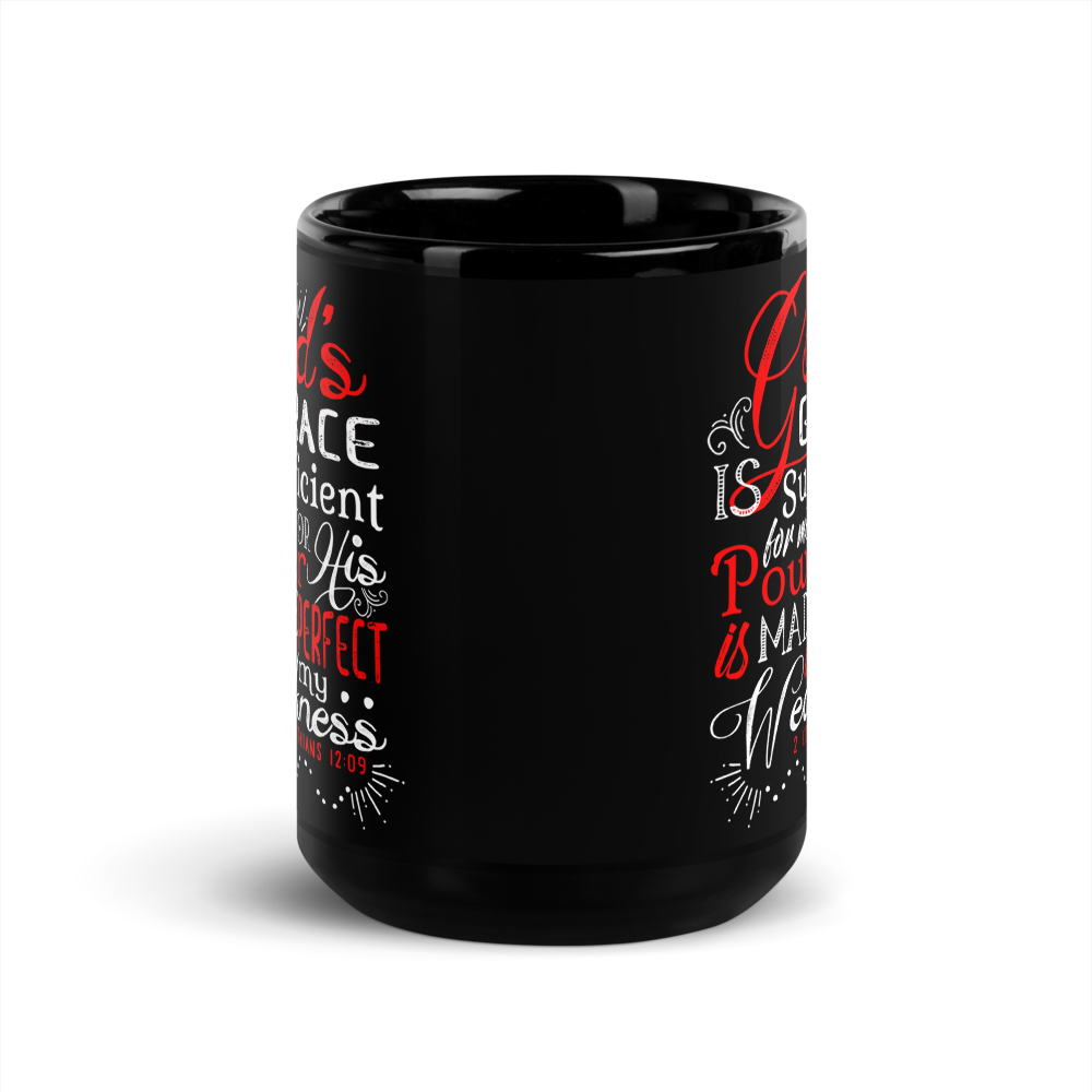 God's Grace Is Sufficient 2 Cor.12:9 15oz Black Coffee Mug