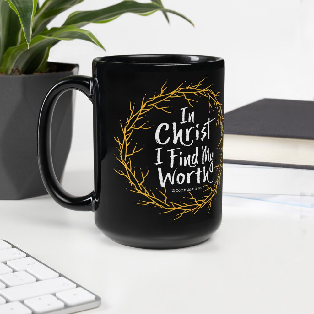 In Christ I Find My Worth 15oz Black Coffee Mug