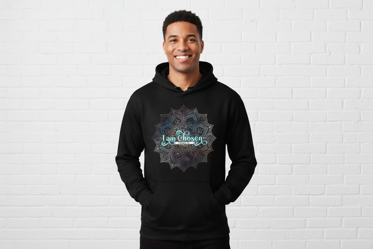 I Am Chosen - Black Hoodie Bright No Vignette