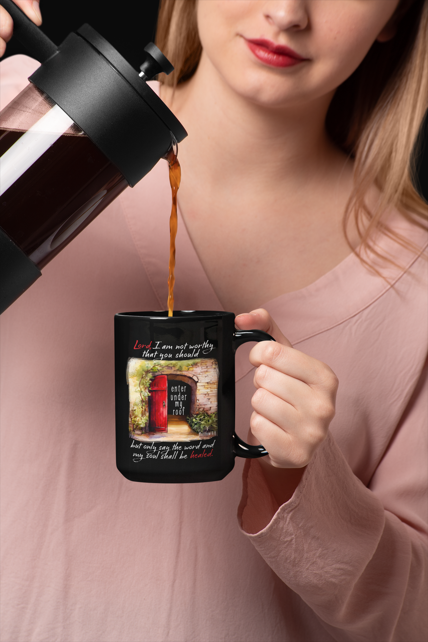 Lord I Am Not Worthy - Mat. 8:8- 15oz. Black Coffee Mug