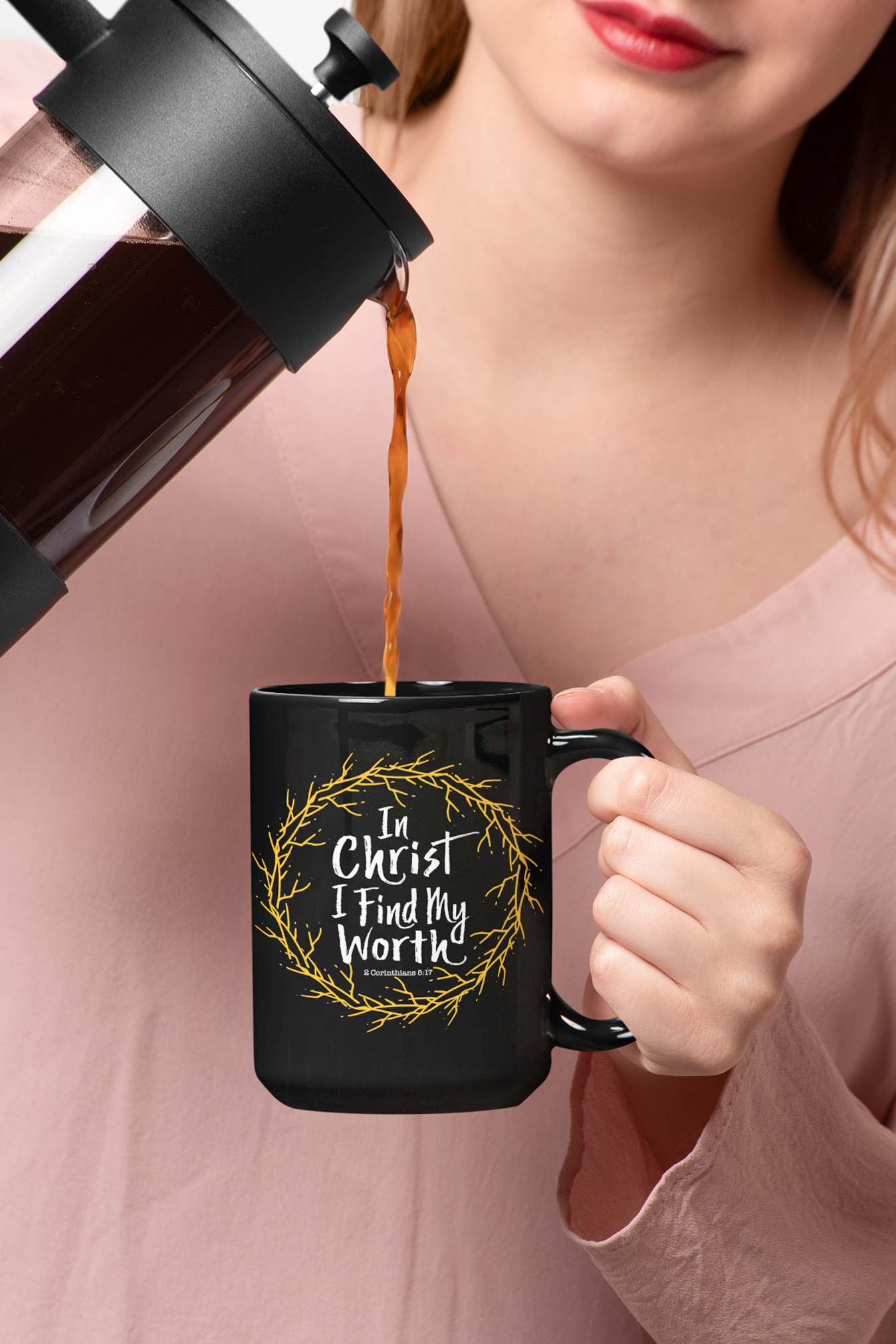 In Christ I Find My Worth 15oz Black Coffee Mug