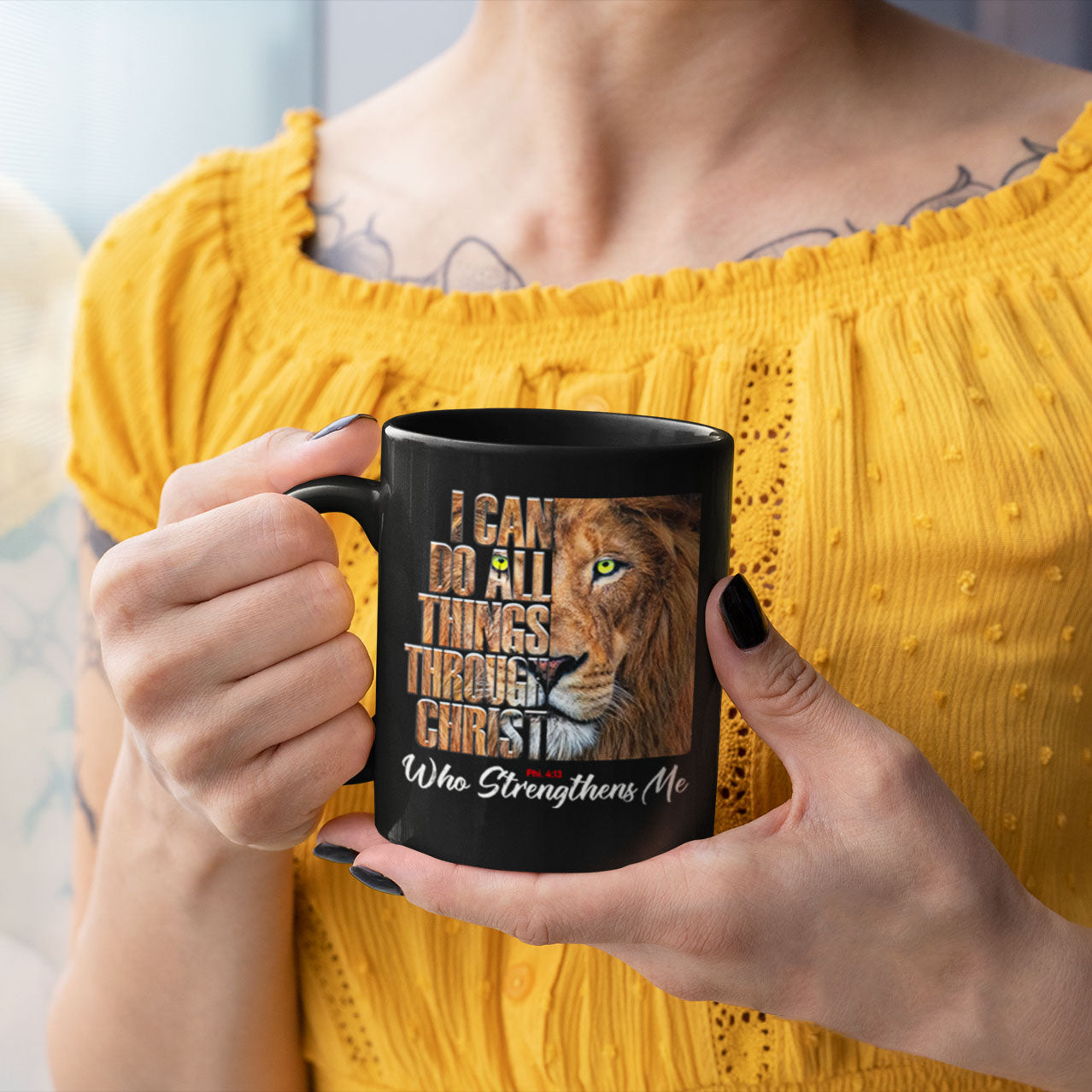 I Can Do All Things Through Christ Phil 4:13- 15oz Black Coffee Mug